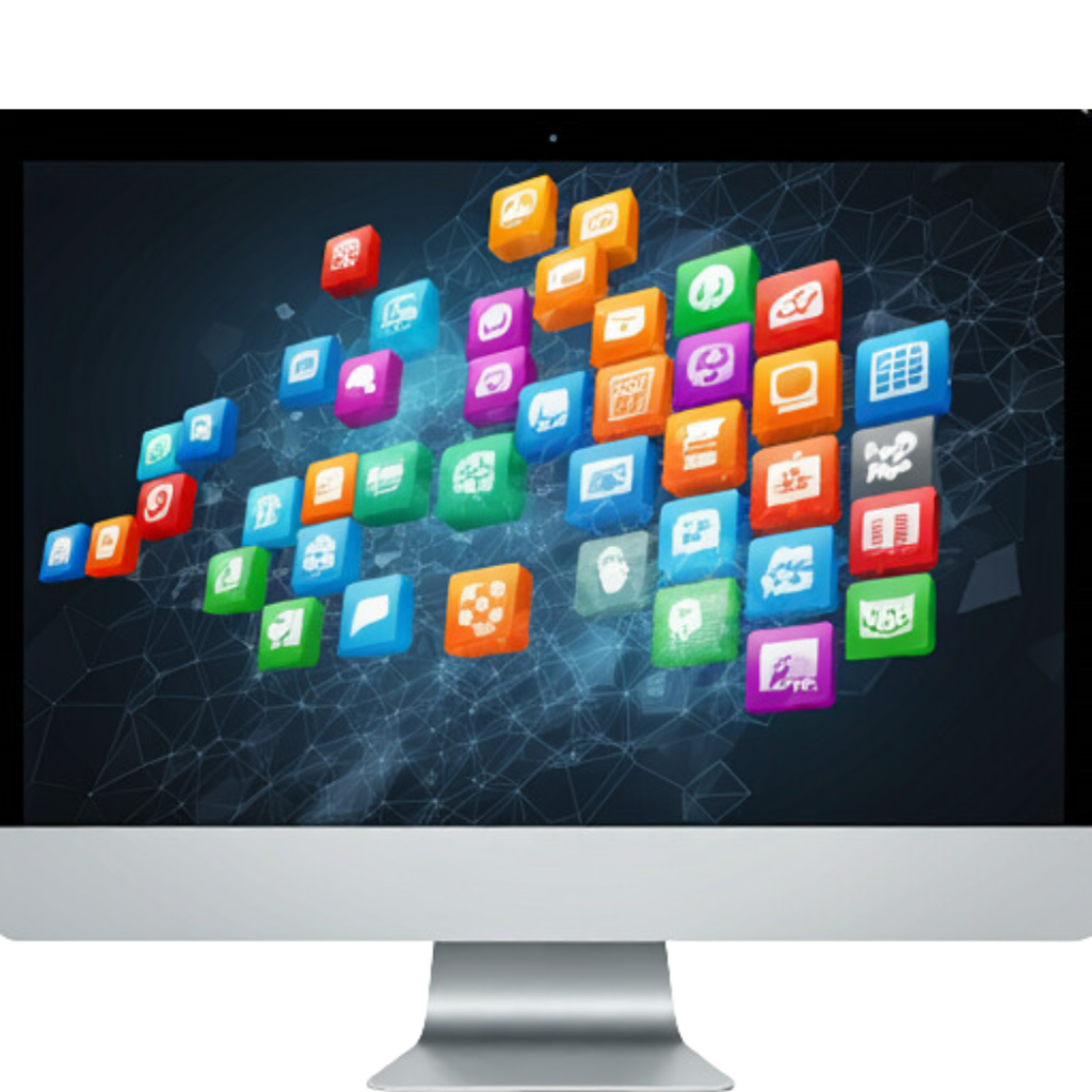 Software selection - computer screen with apps